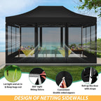 Hoteel 10x15 Heavy Duty Pop Up Canopy Tent with 4 Sidewalls, Commercial Gazebo Party Tent with Mosquito Netting Wall Easy Up Outdoor Instant Screen Tent for Backyard, Beach, Patio, Garden