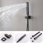 Thermostatic Shower System Set, Featuring a 14X20 Inch LED High-Pressure Rainfall Shower Head, a Luxurious Bathroom Combo with a Handheld Sprayer And Six Massage Body Jets, Including Rough-In Valve Body And Trim, Bathroom Additions in Matte Black