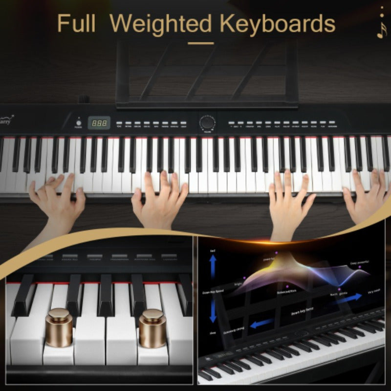 [Portable Electric Piano] 88-Key Semi-Weighted Hammer Action Portable Electric Piano with Dual X-Brace Stand, Black, Model GPP-105/BD-882