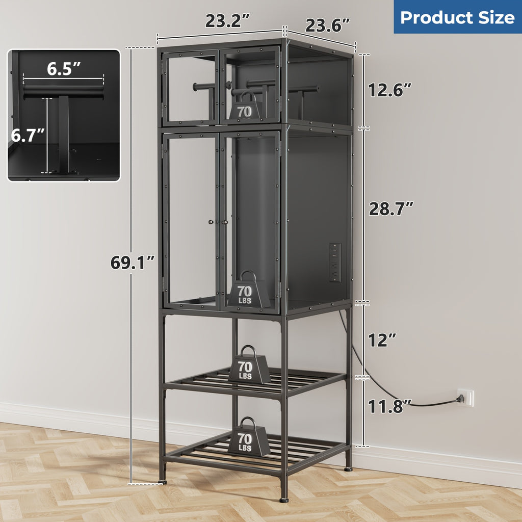 3D Printer Cabinet/Double Layer 3D Printer Filament Storage Rack/T-Shaped Filament Bar & Noise-Reducing/Dust-Proof Design/Suitable for Studio/Office Storage And Organization
