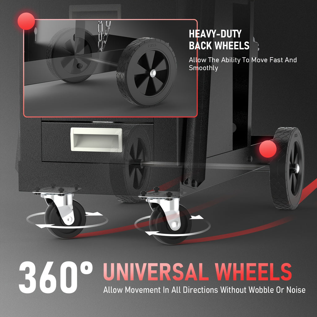 YESWELDER Welding Cart with 4 Drawers for MIG Welder TIG Welder And Plasma Cutter, Heavy Duty Large Storage 360° Rolling Welding Trolley