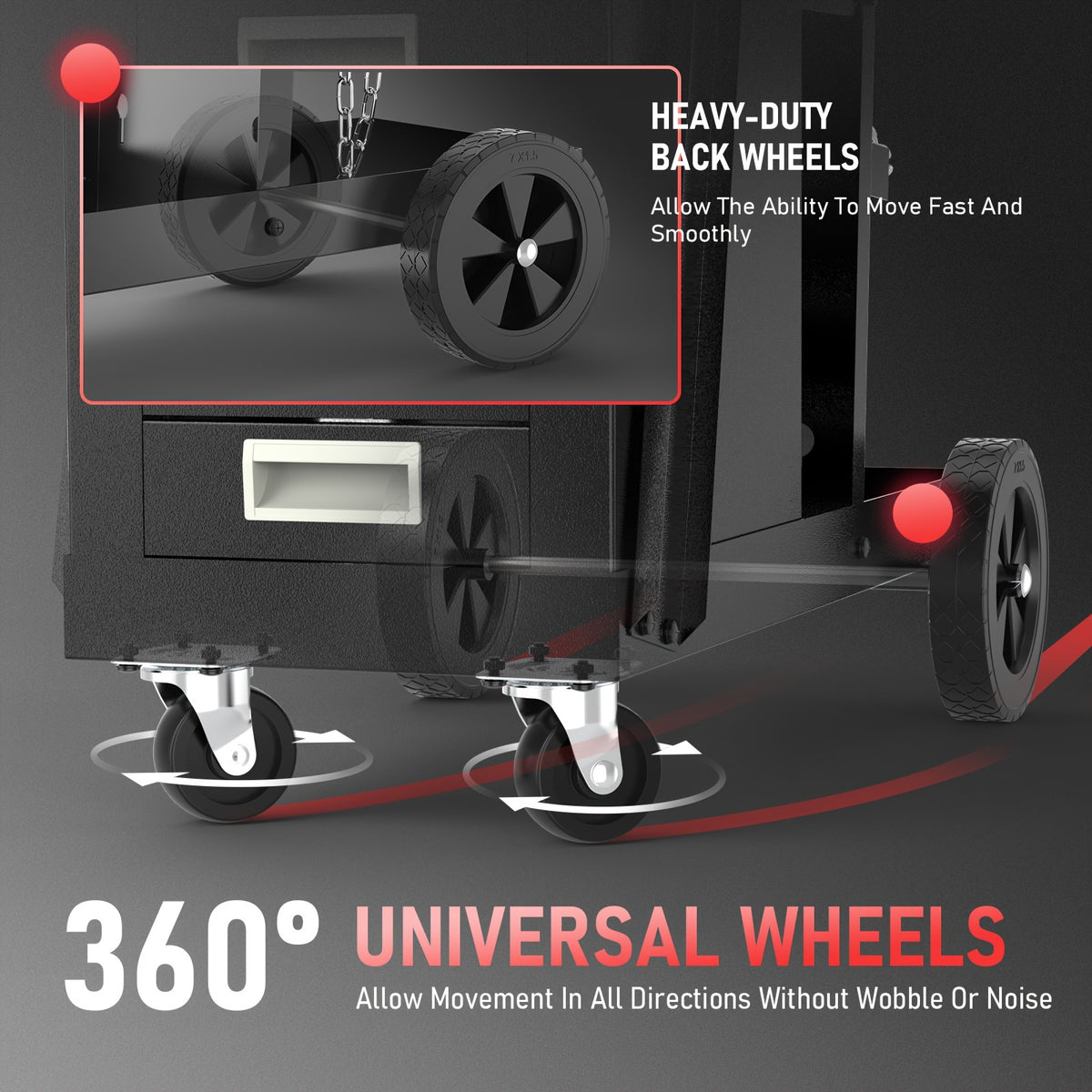 YESWELDER Welding Cart with 4 Drawers for MIG Welder TIG Welder And Plasma Cutter, Heavy Duty Large Storage 360° Rolling Welding Trolley