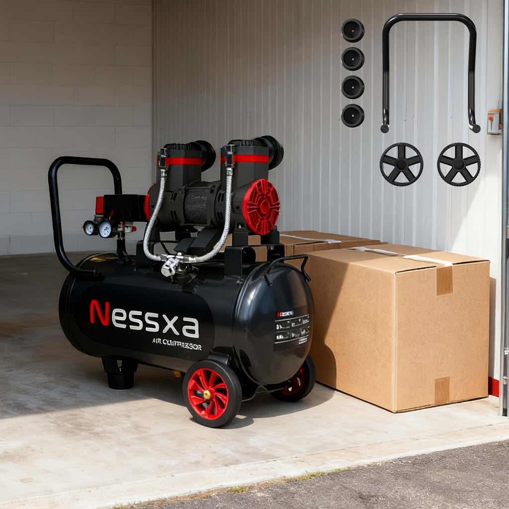 10 Gallon Ultra Quiet Air Compressor with Two Quick Couplers, 2HP 8.76 CFM at 115PSI Oil-Free Air Compressor Tank, 110V/60Hz, Spray Painting, Woodwork Nailing
