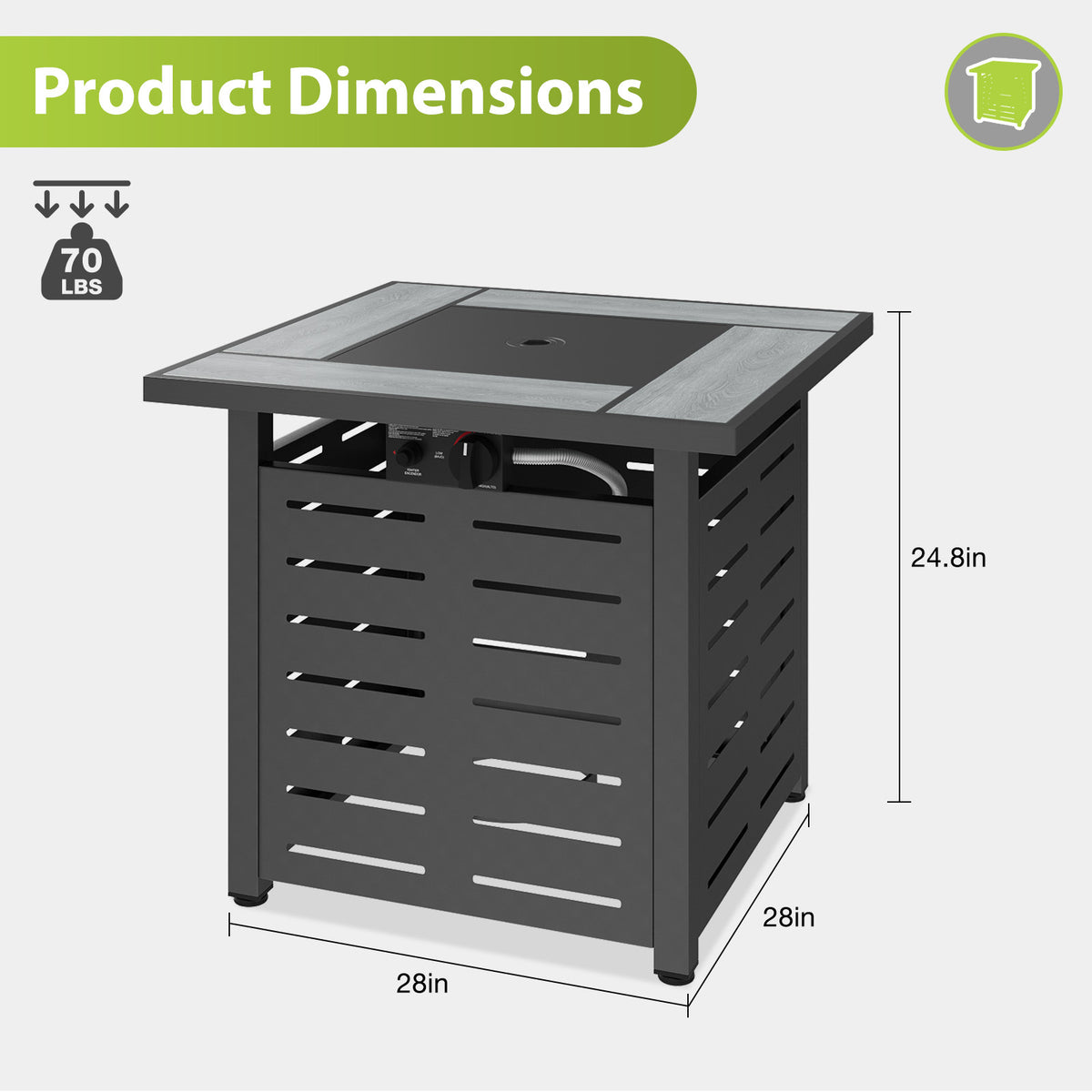 Propane Fire Pit Table for Dining and Outdoor Heat in 28 40 or 44 Inch Sizes – 50000 BTU Output