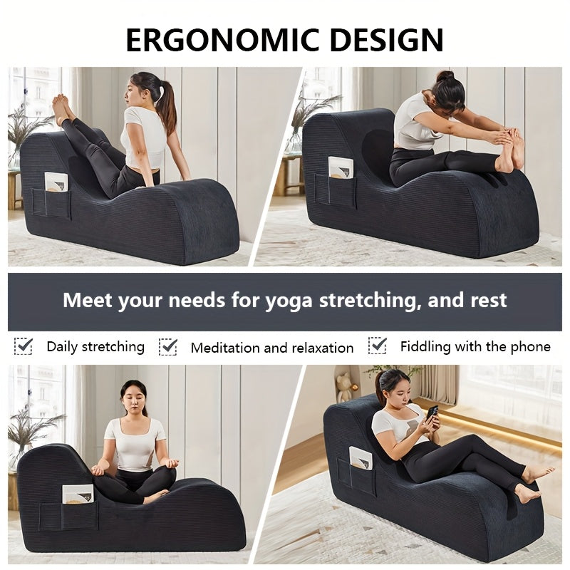 Multi-Functional Yoga, Stretching And Relaxation Curved Sofa Chair - Adult Ergonomic Design, with Adjustable Headrest, Non-Slip Bottom Yoga Chair, Suitable for Bedroom, Living Room And Indoor Furniture