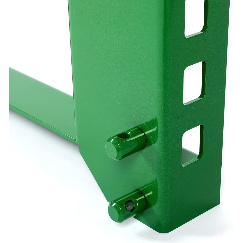 Trailer Pallet Fork Frame Attachment Compatible with 200 300 400 500 Series Loaders Skid Steer Hitch Rated 3000 LB Recciver Alloy Steel Green