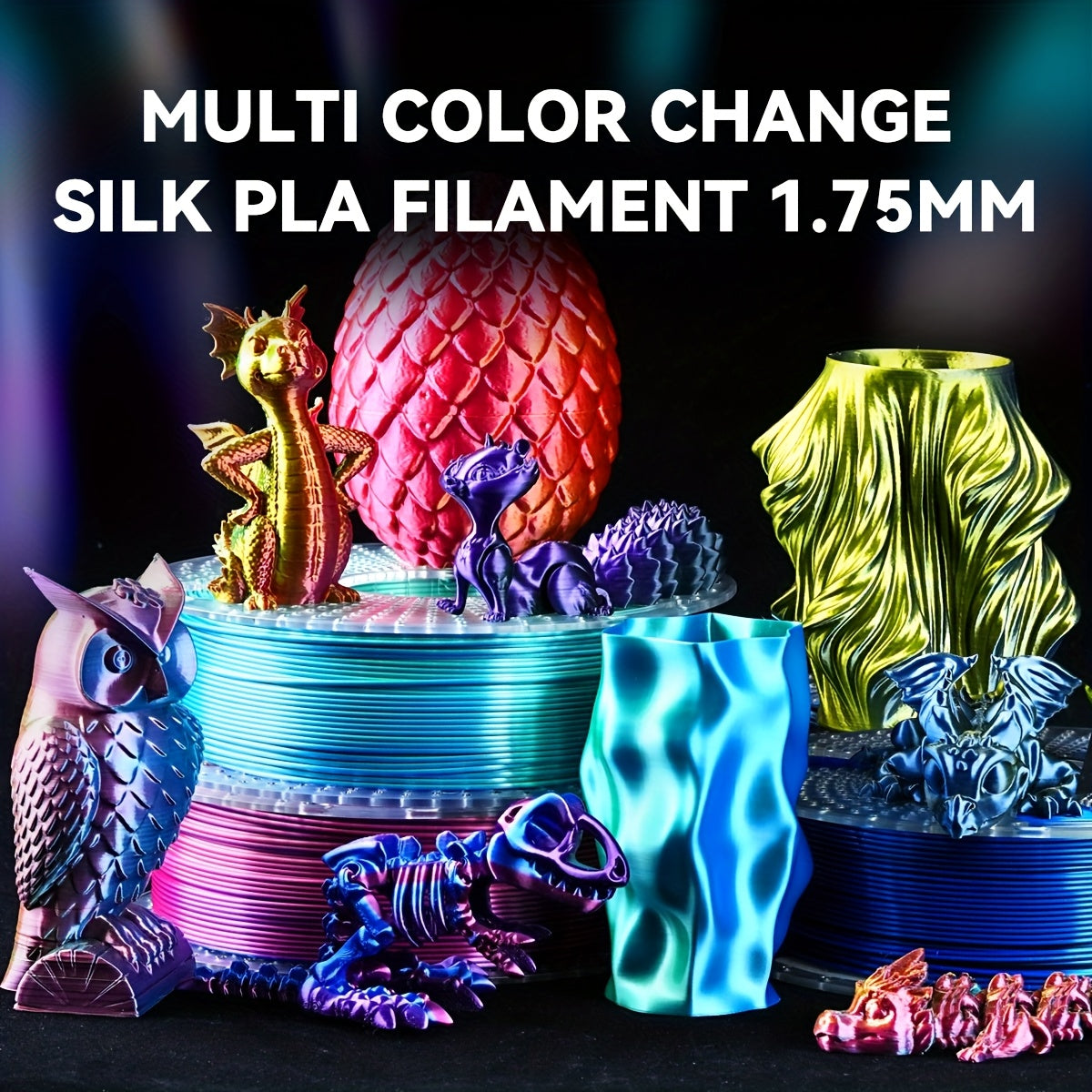 SUNLU PLA Plus Filament, Dual Color Gradient, High Toughness, Shiny Texture, 1.75mm Diameter, Low Shrinkage, Dimensional Accuracy +/- 0.02mm, Smooth Surface Plastic Materia, 22.05LB 10Colors