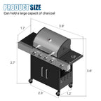 Upgraded 44000-49000 BTU 4-1 Burner Propane Gas Grill with Side Burner, Top thermometer, Outdoor BBQ Grill with Cast Iron Grates & Side Tables, 625 sq.in. Large Grilling Space for Summer Parties, Ideal for Backyard Patio & Camping, Black
