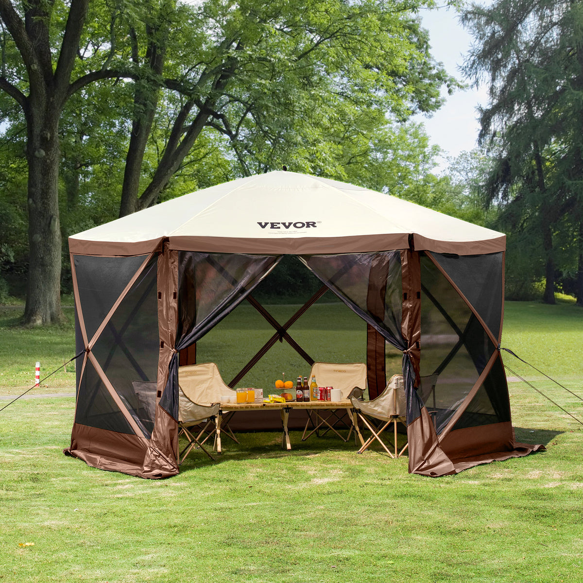 Pop-Up Screen Gazebo Tent by VEVOR, Removable Privacy Panels for Camping, Picnics and Backyard Gatherings