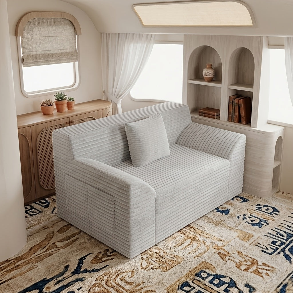 RV Corduroy Sofa in 42-Inch or 70.8-Inch Sizes, No-Assembly Plush Deep-Seat Couch for Camper or Home