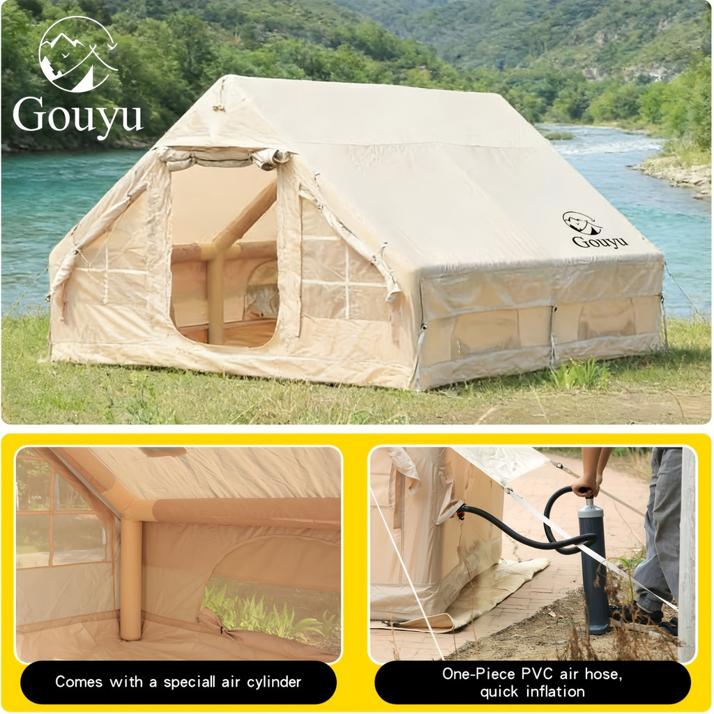 6.3/12 Square Meter Luxury Inflatable Tent, 4-6/8-10 Person All-Season Tent, Easy to Set Up