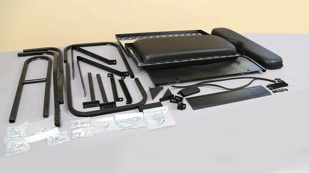 For 1982-2000 Club Car DS Golf Cart Flip Folding Rear Back Seat Kit w Grab Bar