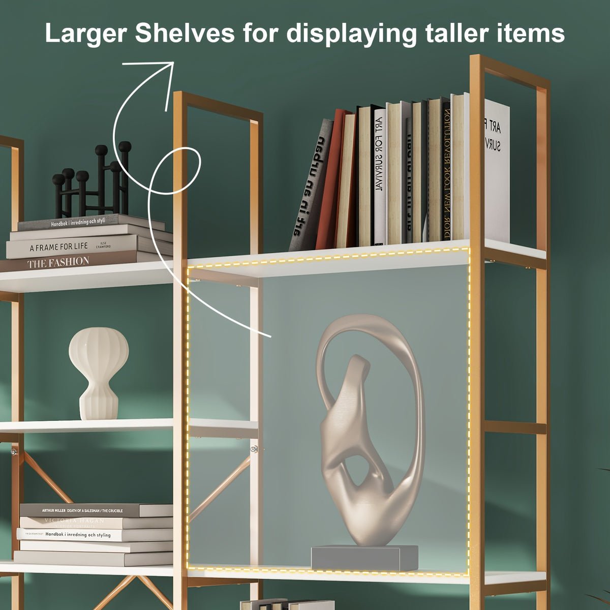Triple 5 Tier Bookshelf, Rustic Industrial Style Bookcases with 13 Open Display Shelves, Modern Tall Bookcase Furniture for Living Room, Bedroom And Home Office, Vintage