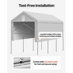 VEVOR Carport Replacement Canopy, 10 x 20 ft / 12 x 20 ft / 13 x 20 ft / 20 x 20 ft Potable Garage Tent Top Tarp with Sidewalls, UV-Resistant & Waterproof, Heavy Duty Car Shelter Tarp with Ball Buggees, Beige / Grey, Frame Not Included