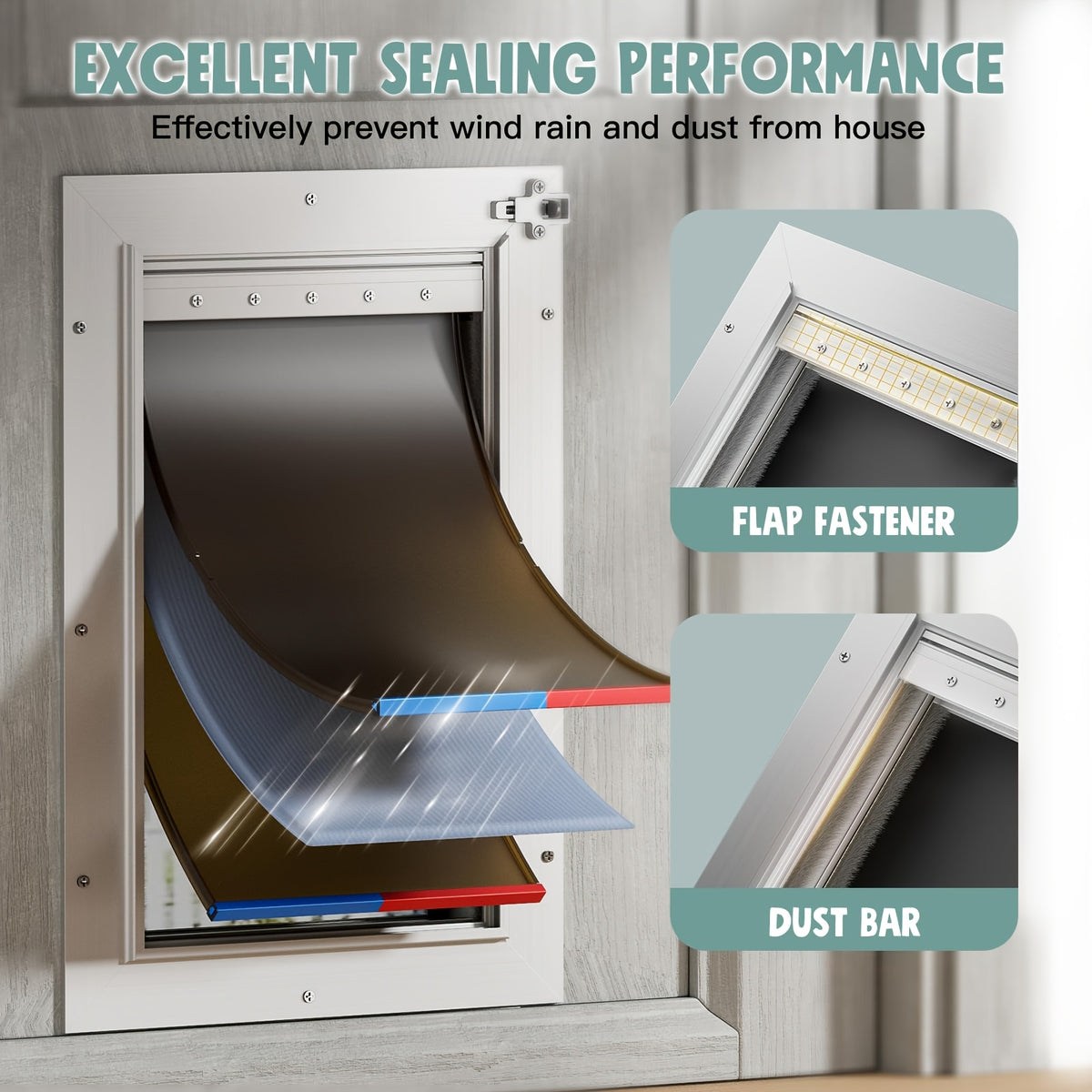 Extra Large Dog Door For Door All Aluminum Alloy 3 Flaps White, Heavy Duty XL Dog Door For Dogs, Large Pet Door, With Insulation Flap And Lockable Closing Panel, Durable Rust Resistant, For Pet Up To 220lbs