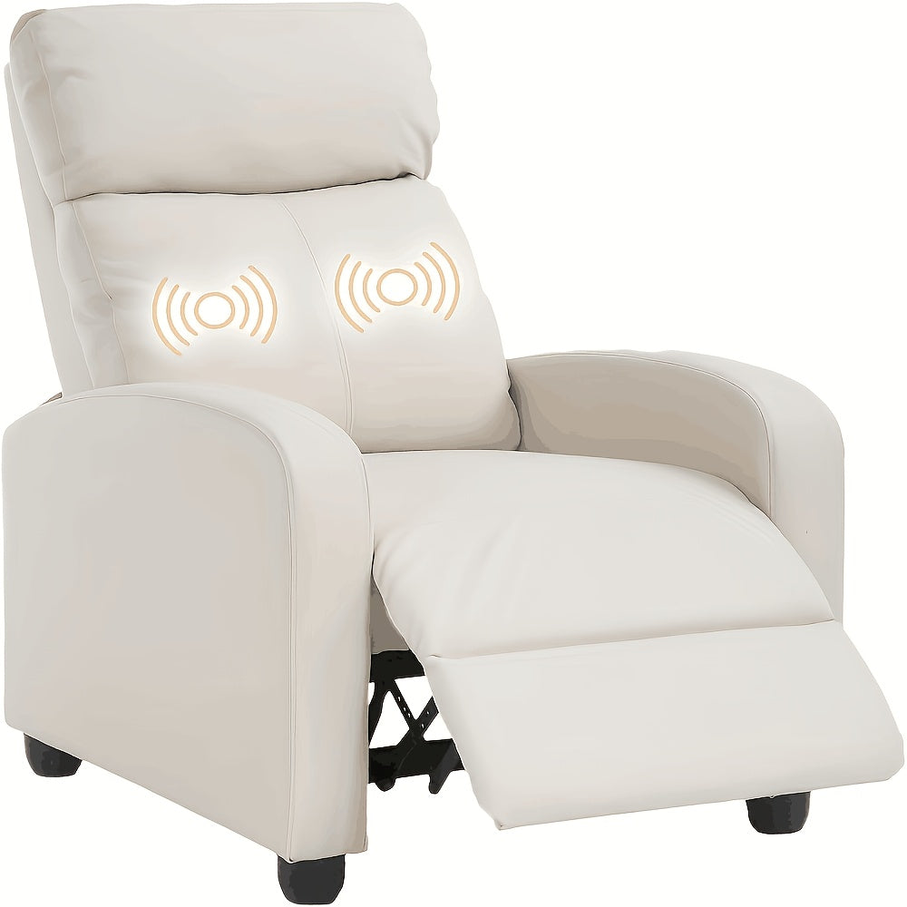Recliner Chair Breathable Padded PU Leather Massage Single Sofa Recliners For Small Recliner Chair With Footrest Home Theater Seating For Bedroom Living Room