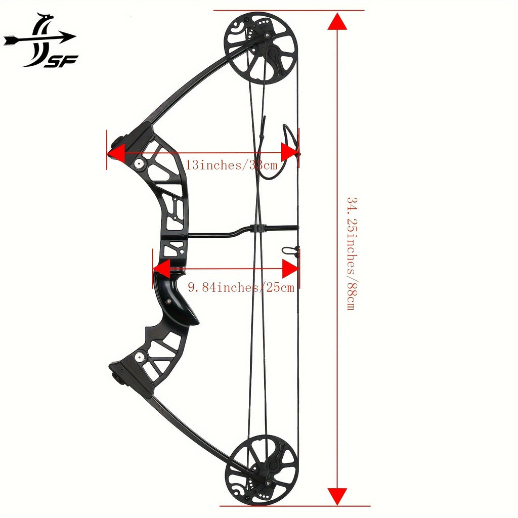 SF Archery Compound Bow Set, 30-70 Lbs Draw Weight Adjustable, 19"-30" Draw Length, Hunting Compound Bow Kit for Adults, Youth, Beginners, Outdoor Shooting, Right Hand