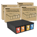 Collectible Card Box (4pcs, Black) Holds 3200 Cards Each Includes 8 Dividers And 8 Top Hard Sleeves Per Card Storage Box for PTCG & Sports Cards