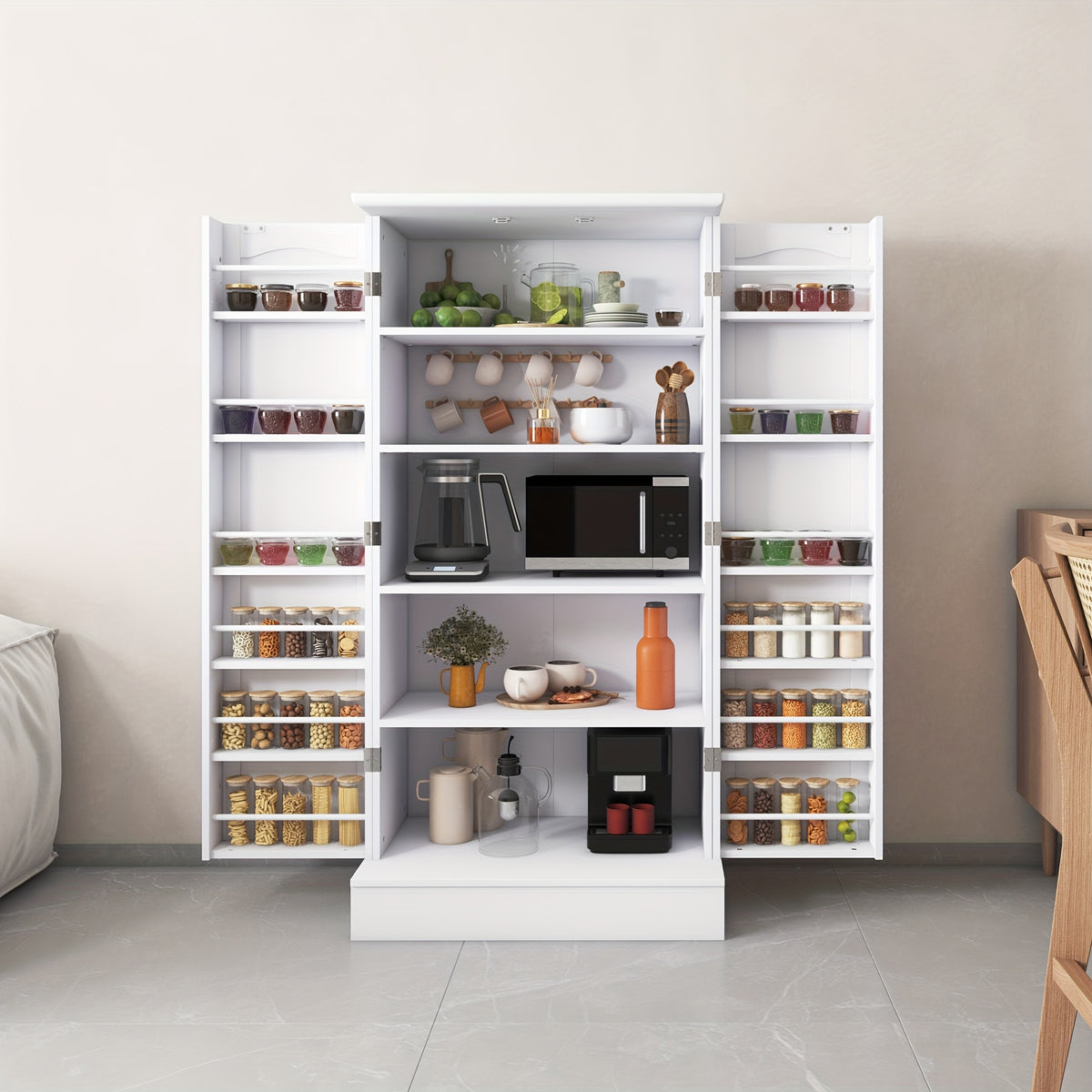 Kitchen Sideboard With Adjustable Shelves, Pantry Cabinet, Freestanding Kitchen Pantry Cabinet, Storage Cabinet For Kitchen Organizer And Storage, Buffet Cupboards For Living Room, Dining Room Use