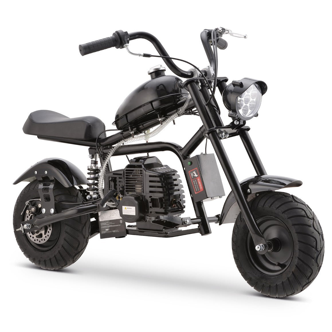 Gas Mini Chopper Bike, DB003 Model 40CC4-Stroke Dirt Bike with Big Headlight, Rear Shock Absorber, Metal Frame, Disc Brakes, Max Load 165Lbs, Up to 20Mph, Product name: gas mini dirt bike, chopper bike