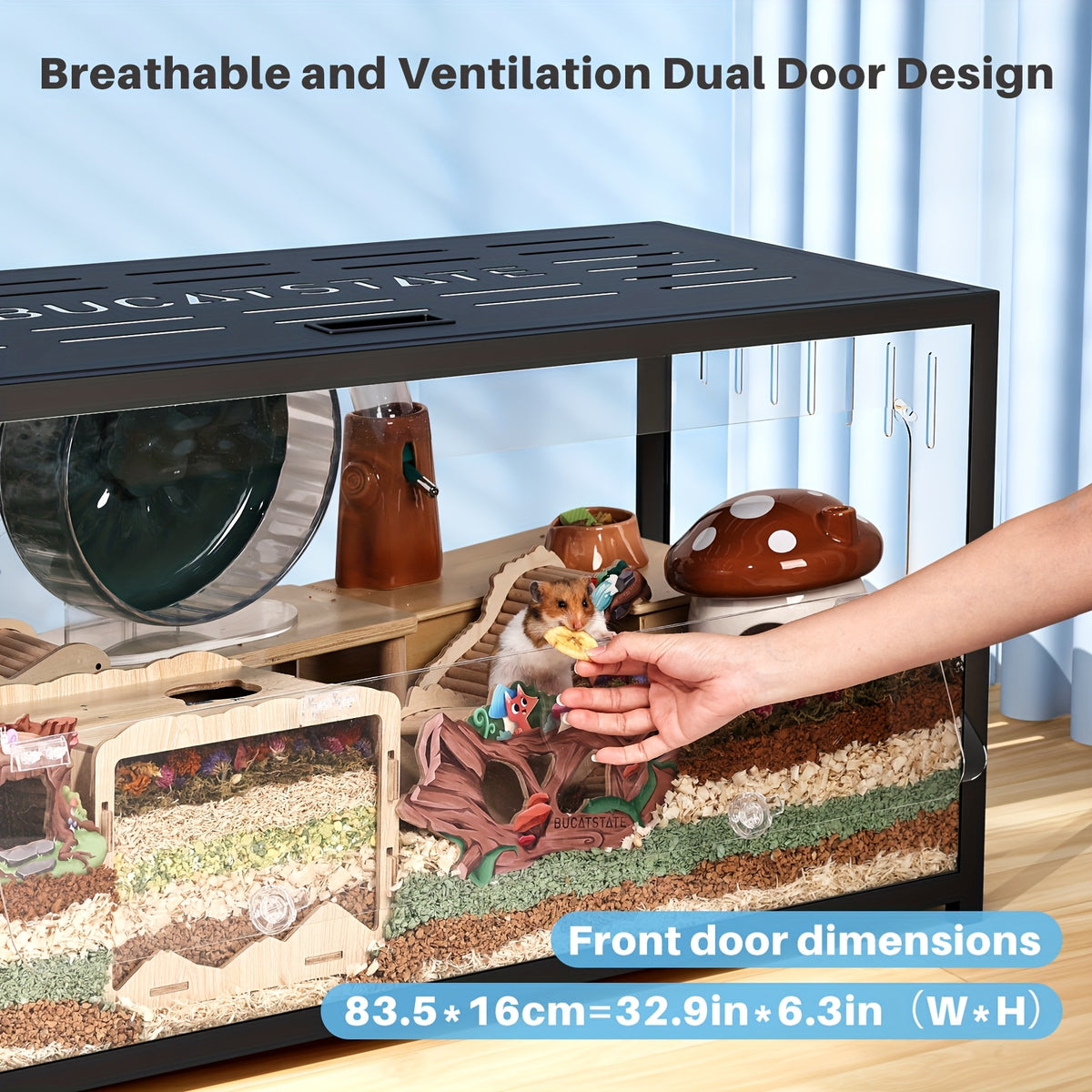 [Metal Hamster Cage] Bucatstate Metal Hamster Cage 2.0 (Free 20L Paper Bedding: Random Color) - Small Animal Habitat Large Stackable With Top Access Easy Assembly 39.3L X 19.7W X 20.6H Inches Dwarf Syrian Hamster Tank For Gerbil Mouse