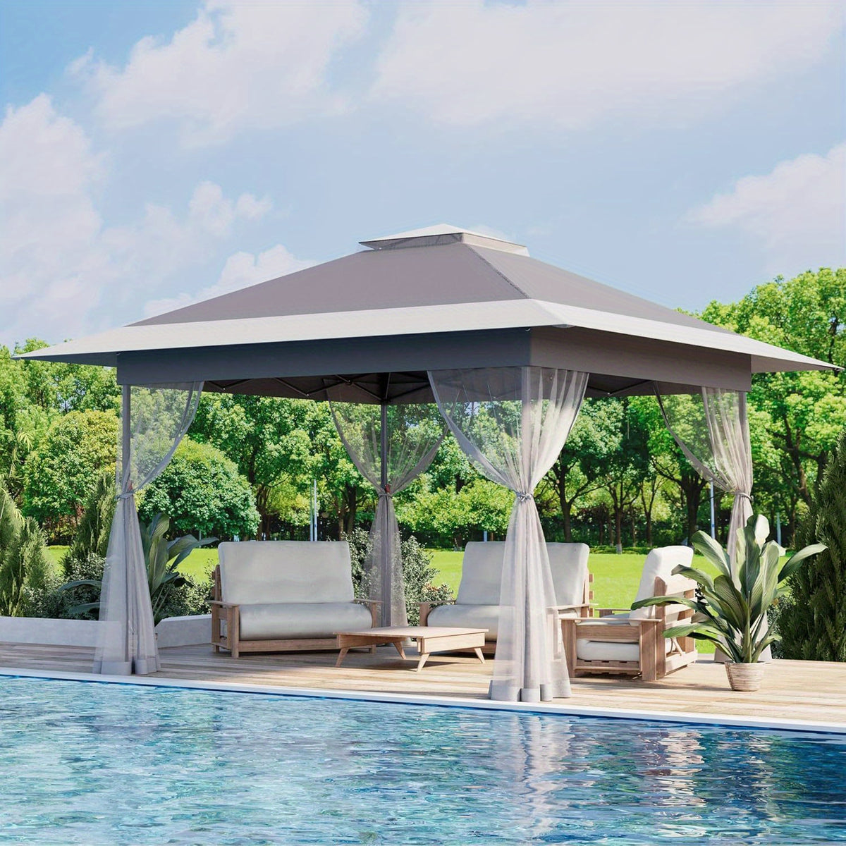 Bezseller Quick Pop-Up Gazebo Tent with Mosquito Netting - Large Portable Outdoor Canopy, Oxford Tarp, Easy Setup Shelter Suitable for Patio, Garden, Backyard Parties, Camping, Picnic, Poolside - Lightweight & Sturdy Frame