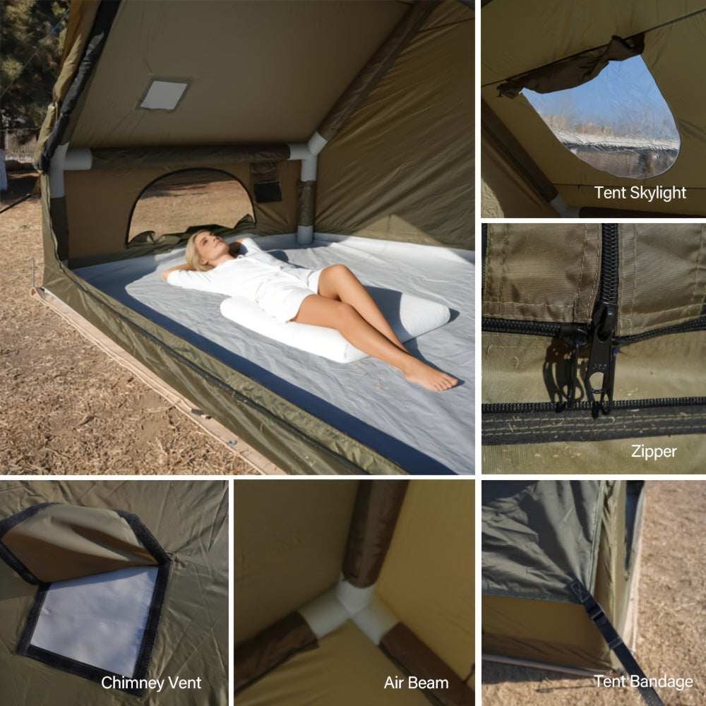 Spacious Luxury Quick-Setup Inflatable Lightweight Glamping Tent, High-Quality High Quality; All-Weather and All-Season Use, Specifically Designed for Sophisticated Camping Enthusiasts, Suitable for Family and Friends' Camping Trips
