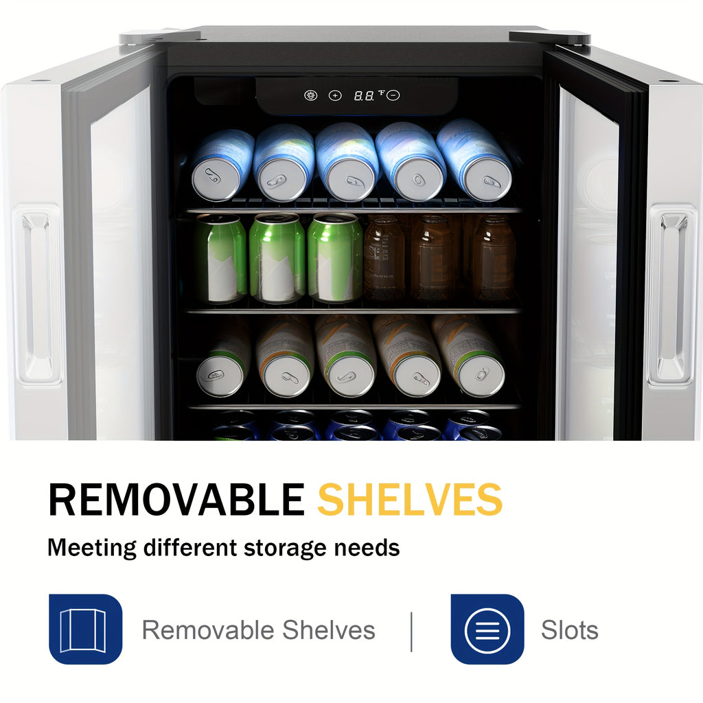 [126 Can Mini Fridge] Beverage Refrigerator Cooler, 126 Can Mini Fridge with Glass Door for Soda Beer Or Wine, Beverage Cooler for Home, Office, Bar with Adjustable Removable Shelves, Silvery