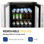 [126 Can Mini Fridge] Beverage Refrigerator Cooler, 126 Can Mini Fridge with Glass Door for Soda Beer Or Wine, Beverage Cooler for Home, Office, Bar with Adjustable Removable Shelves, Silvery