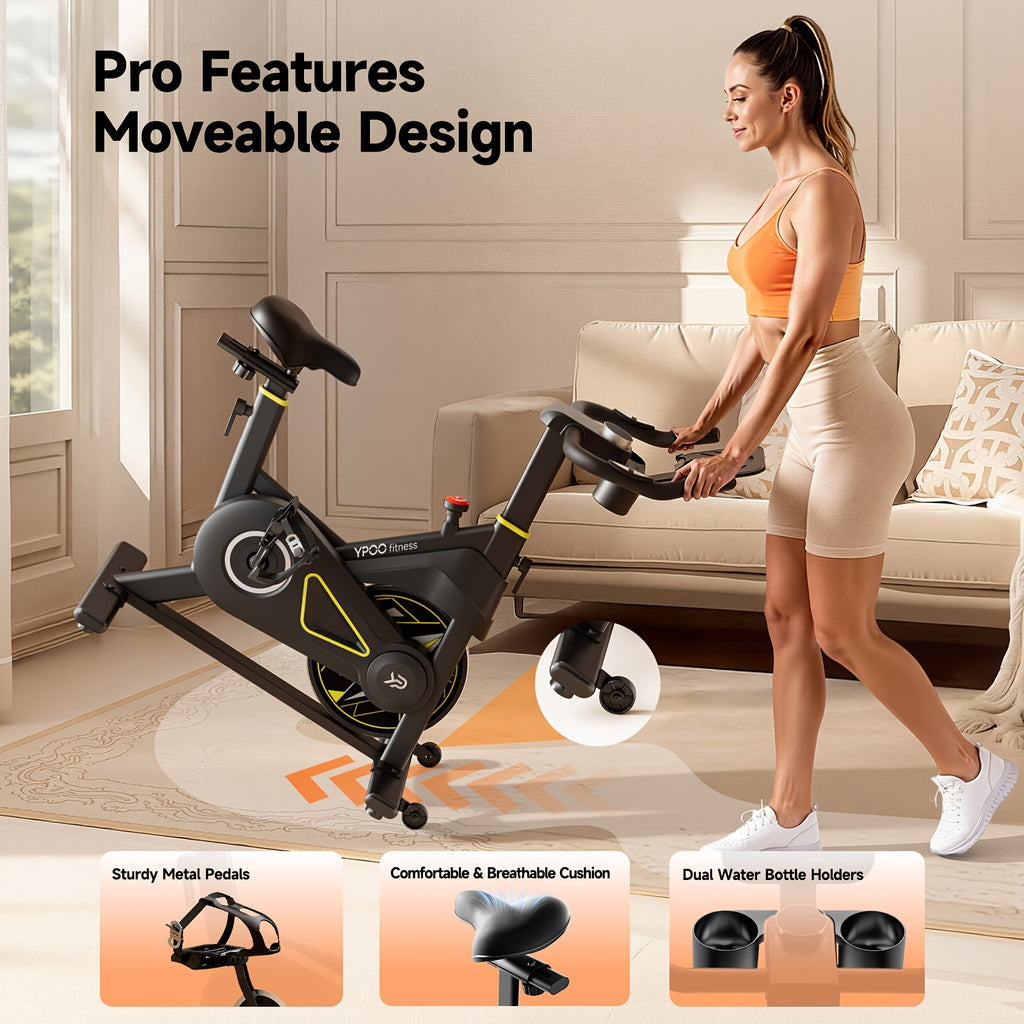Exercise Bike Adjustable for Home Cardio Workout with 300 LBS Capacity, Comfortable Seat Cushion & Silent 25dB, Multi-level Adjustment Enables Measurement Of Heart Rate, Family Exercise Bike