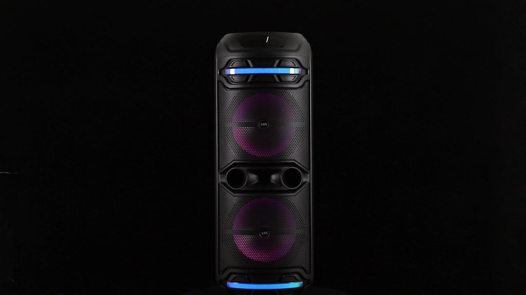 Portable Bluetooth Party Speaker with Dual 12" Woofer, Heavy Bass PA System with Remote & Microphone, USB/SD/FM/AUX Support, Powerful Sound for Home, Outdoor Parties, Karaoke & Events