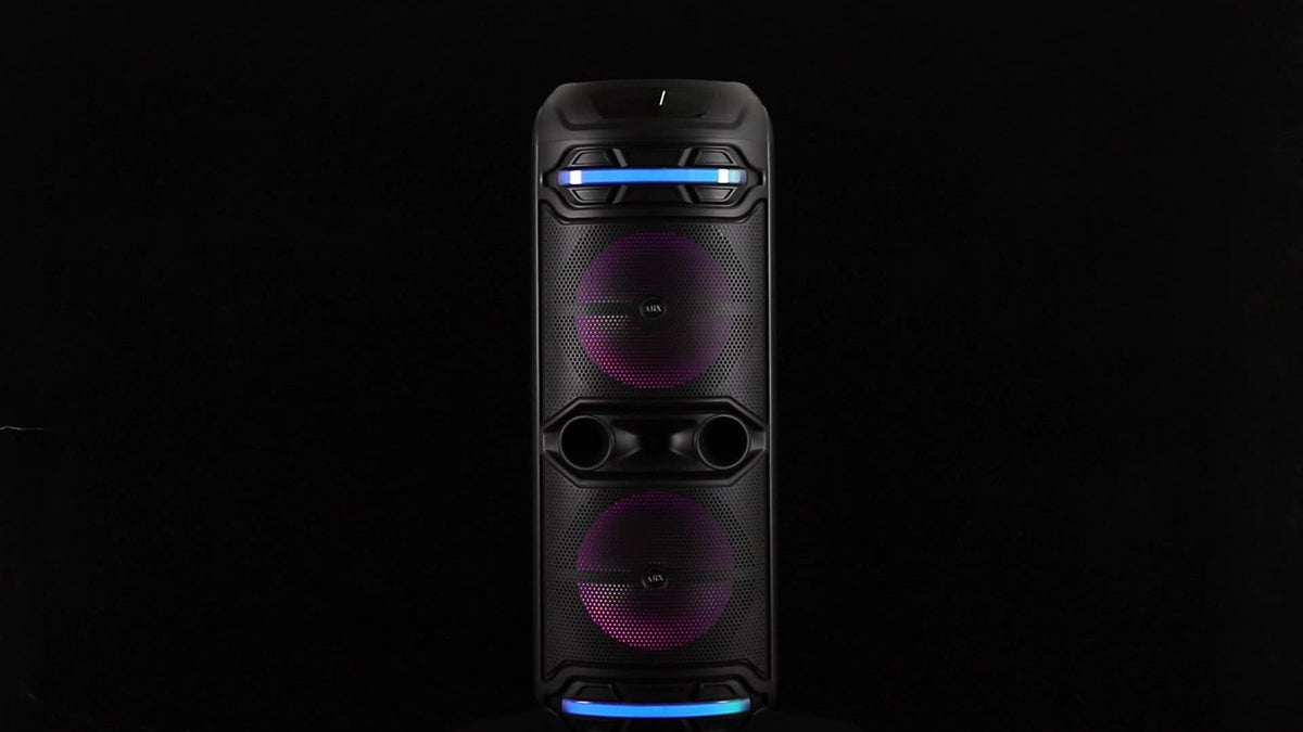 Portable Bluetooth Party Speaker with Dual 12" Woofer, Heavy Bass PA System with Remote & Microphone, USB/SD/FM/AUX Support, Powerful Sound for Home, Outdoor Parties, Karaoke & Events