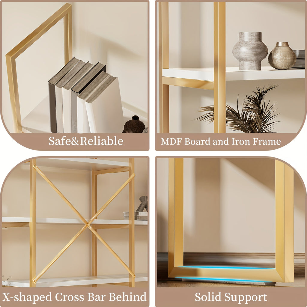 5-Tier Triple Wide Geometric Bookshelf, Industrial Etagere with Sturdy Metal Frame, 71" Tall Freestanding Display Shelving Unit, Modern Design for Home& Office