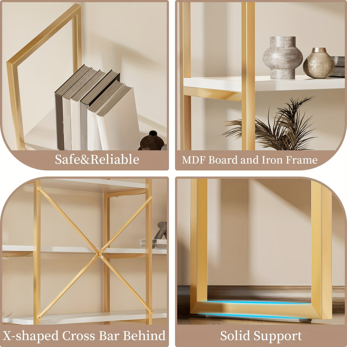 5-Tier Triple Wide Geometric Bookshelf, Industrial Etagere with Sturdy Metal Frame, 71" Tall Freestanding Display Shelving Unit, Modern Design for Home& Office
