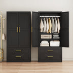 71" Metal Armoire with 2 Doors, Hanging Rod, 2 Drawers And Adjustable Shelf - Clothing Storage Cabinet for Bedroom, Gym, Cloak Room