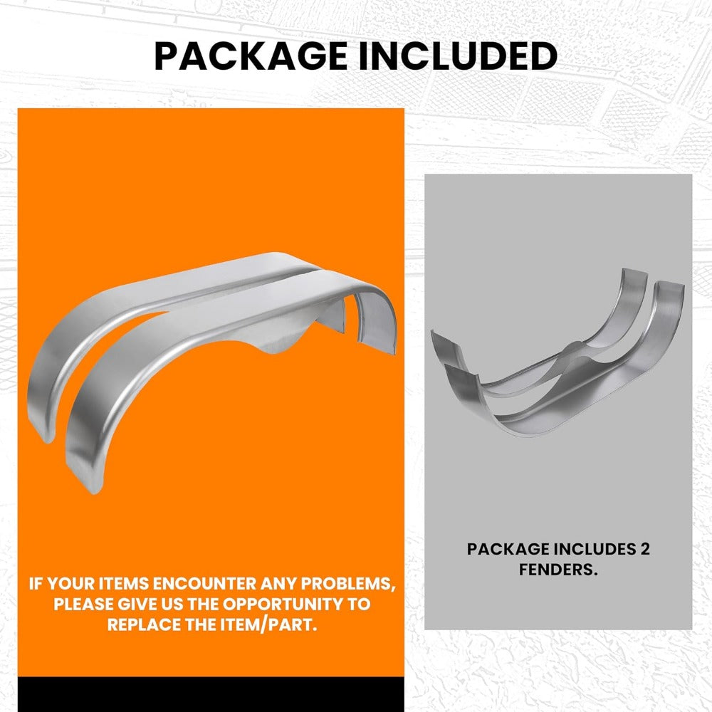 2Pcs Tandem Trailer Fender Double Axle Compatible with 13-15 Inch Wheels Teardrop Pair Enclosed Trailers 9" x 66" x 19.5" - Cold Rolled Steel (halloween & car accessories)