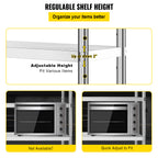 VEVOR Stainless Steel Shelves 47.5x18 Inch 5 Tier Adjustable Shelf Storage Unit Stainless Steel Rack Shelving Heavy Duty Shelving for Kitchen Commercial Office Garage Storage 330lb Per Shelf
