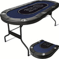 Extra Long Table - Heavy-Duty Foldable Poker Table with Padded Rails & Cup Holders - Extra Large 71-Inch Party Game Table, Sturdy Steel Frame, Portable with Folding Legs for Home, Poker Nights, Tournaments, for family Game Nights - Ideal for Adults