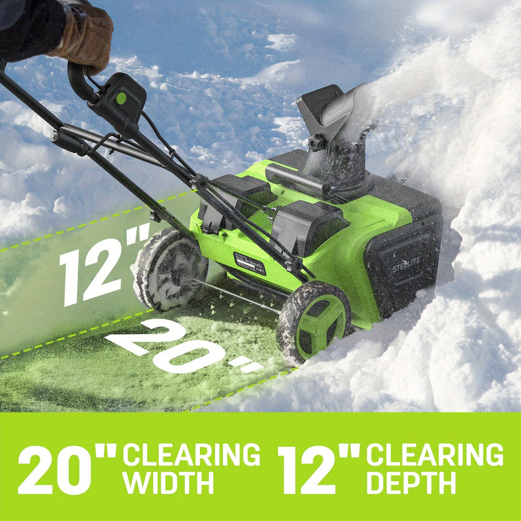 Deli Steelite 20" 40V Cordless Snow Blower with 2 X 4.0Ah Batteries & Chargers, 25ft Clearing Range, Heavy-Duty All-Terrain for Driveway And Patio