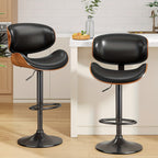 3pcs Modern Faux Leather Upholstered Bar Stools, 360° Swivel Adjustable Height with Backrests, Metal Tall Bar Stools Counter Height for Kitchen Island, Hydraulic Island Barstools