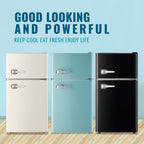 3.8 Cu.Ft Mini Fridge with Freezer, Double Door Compact Refrigerator with Adjustable Thermostat, Removable Shelves, Low Noise, Mini Fridge with Top Freezer for Bedroom, Office, Dorm, RV