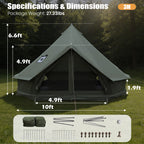 Luxury Oxford Fabric Bell Tent, Yurt Canvas Tent with Stove Jack, 4/6/8 Person Family 4 Season Camping (Green)