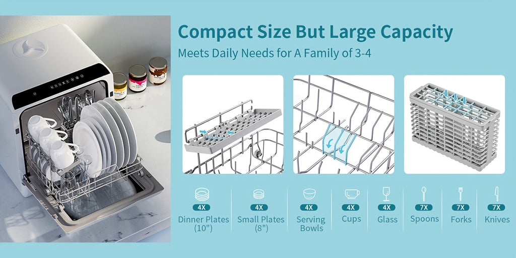 Portable Countertop Dishwasher, 5+1 Program Compact Mini Dishwasher With 5-Liter Built-in Water Tank And Air Dry Function, Dual Water Supply Mode, Ideal For Apartments And RVs