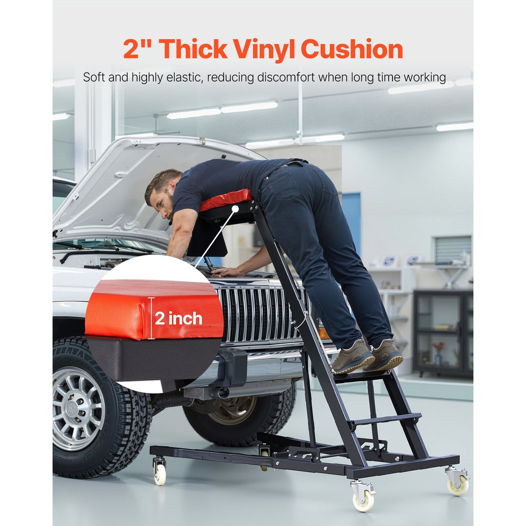 VEVOR Automotive Top Creeper, Engine Creeper 42.5"-64.8", 400 LBS Capacity High Top Creeper, 4 Swivel Caster Wheels, Padded Deck, Creeper for Home Garage, Workshop Repair Maintenance
