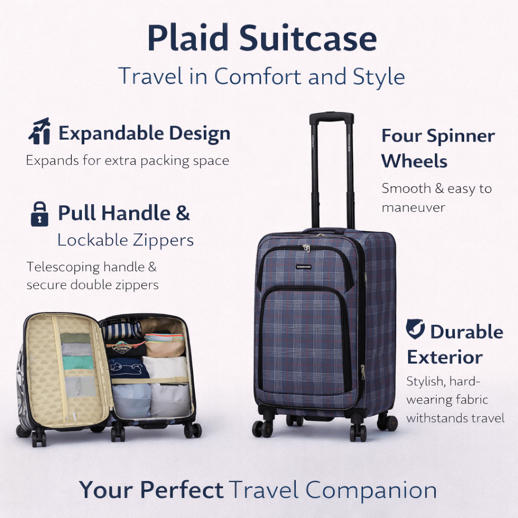 4-Piece Softside Spinner Luggage Set (20+24+28+32 inch) Lightweight Travel Suitcases with 360° Wheels, Telescopic Handle, Multi Pocket Design