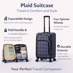 4-Piece Softside Spinner Luggage Set (20+24+28+32 inch) Lightweight Travel Suitcases with 360° Wheels, Telescopic Handle, Multi Pocket Design