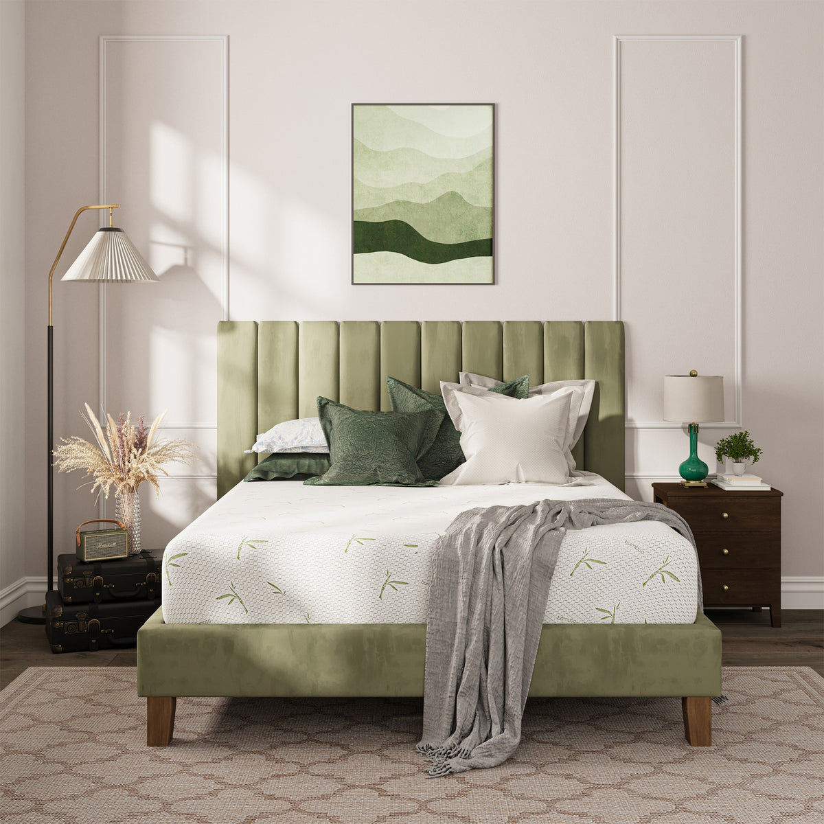 Dyonery 6/8/10 lnch Memory Foam Mattress, Green Tea Gel Infused Mattress in a Box, Breathable Bamboo Cover, Twin Full Queen King Size