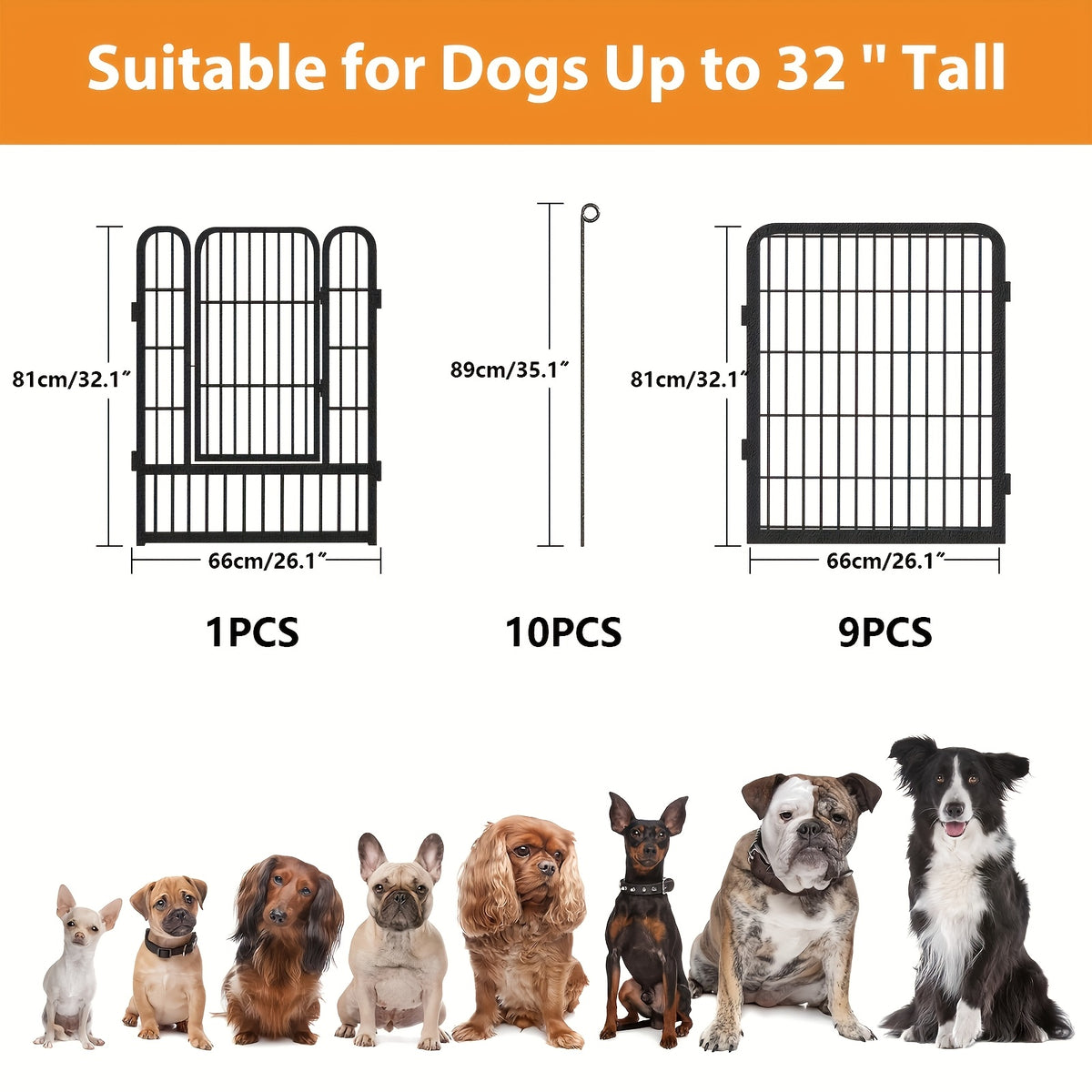 24/20/14/10 Panels Dog Playpen Outdoor, Indoor Pen for Large/Medium/Small Dogs Animals Heavy Duty Pet Exercise Pen for Puppy/Rabbit Portable Dog Fence for RV Camping Garden Yard