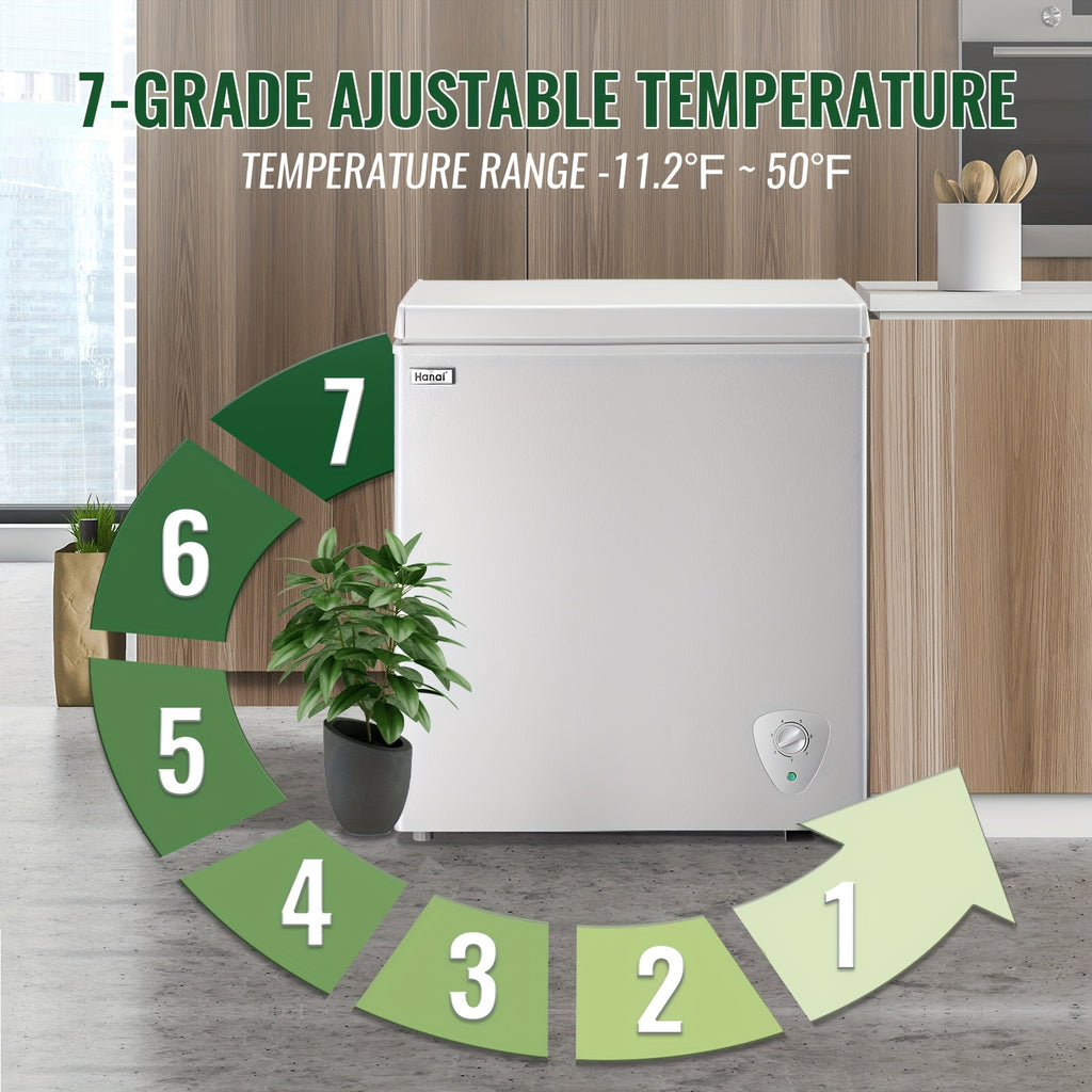 3.5/5.0 Cu. Ft Chest Freezer With Removable Storage Basket, Deep Freezer With 7 Adjustable Temperature Controls, Top Open Door Freezer Upright For Apartment Home
