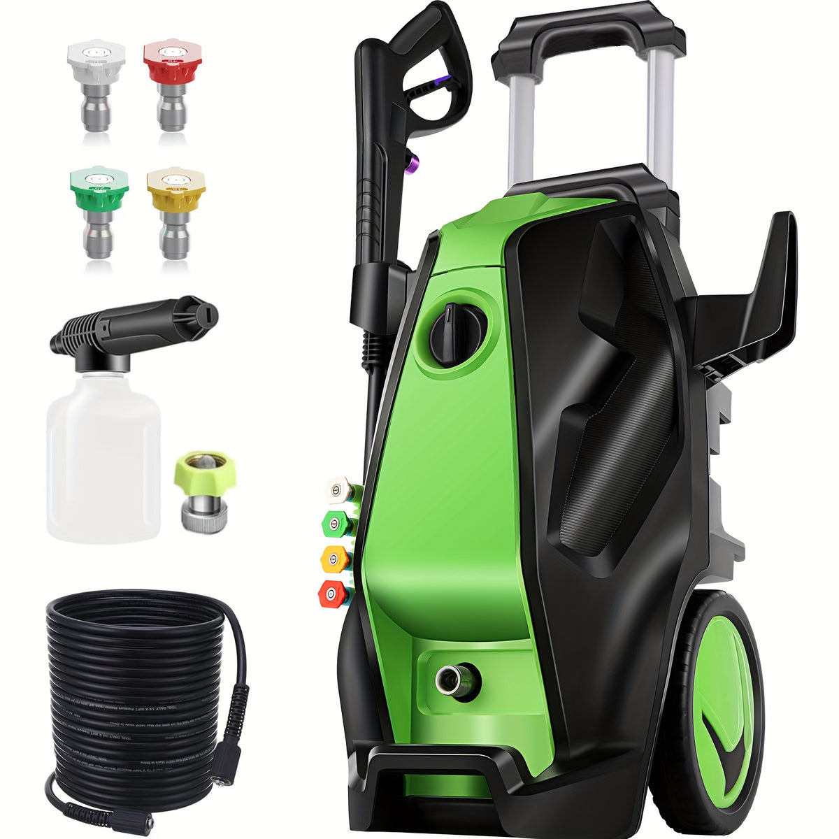 Heavy-Duty Electric Pressure Washer 5000PSI 3.0 GPM Power Washer Suitable for Cars, Driveways, Patios, Fences with Foam Cannon & 4 Quick Connect Nozzles, High Pressure Washing Machine for Home, Outdoor, Suitable for Plug (-Type Plug)
